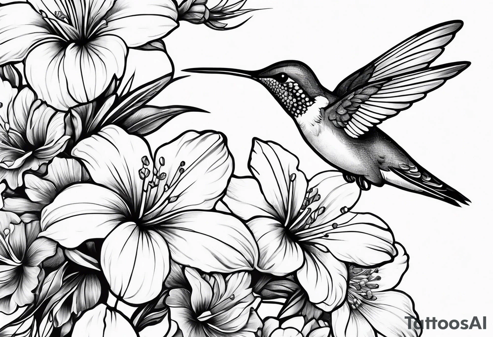 Hummingbird flowers forearm tattoo idea