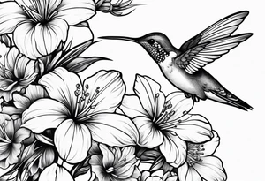 Hummingbird flowers forearm tattoo idea