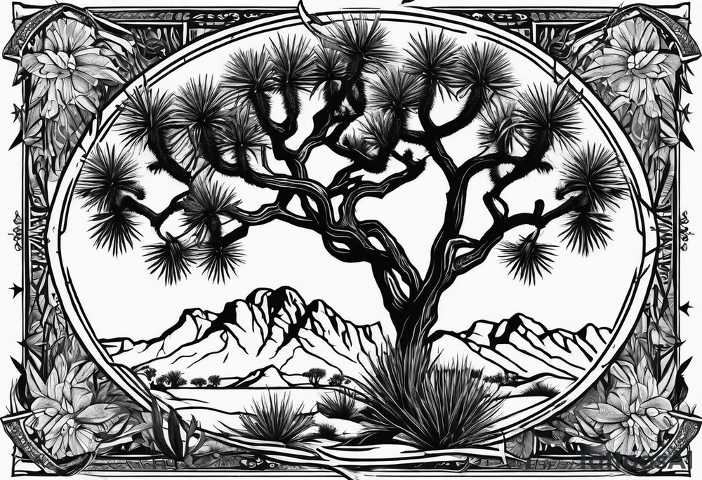 Joshua tree with death moth tattoo idea