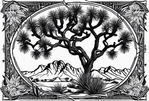 Joshua tree with death moth tattoo idea