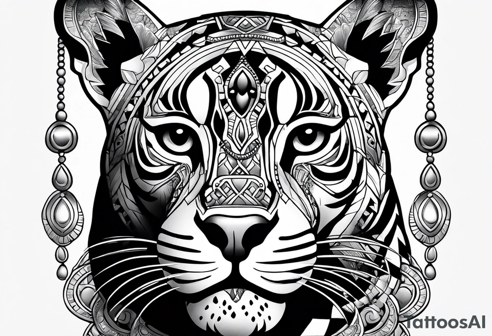 aztec black jaguar sitting tattoo idea