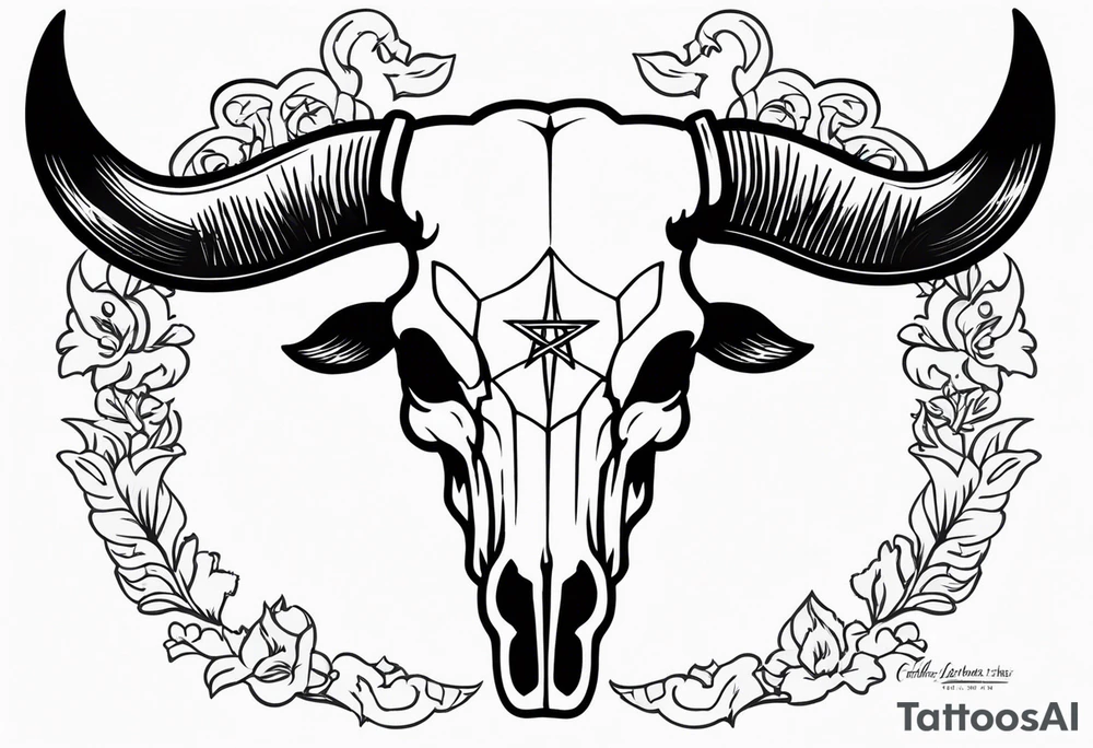 Bull skull, with written lyrics “the devil can scrap, but the lord has won” tattoo idea
