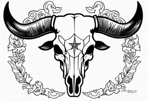 Bull skull, with written lyrics “the devil can scrap, but the lord has won” tattoo idea