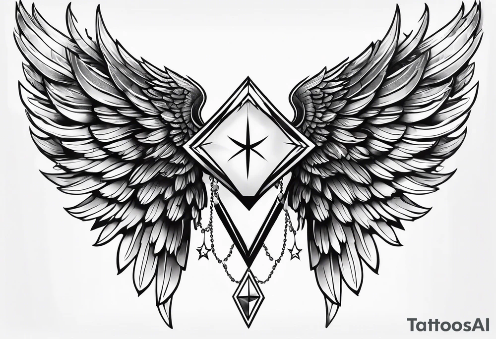 Diamond angel wings tattoo idea