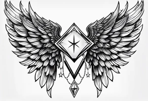 Diamond angel wings tattoo idea