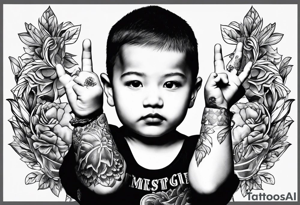 Crossing fingers of children tattoo idea