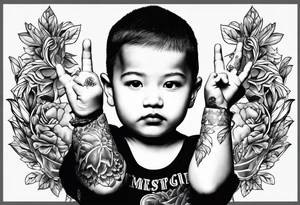 Crossing fingers of children tattoo idea