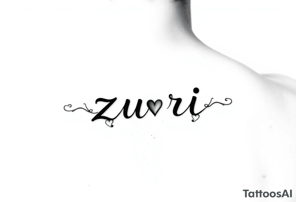 the name zuri in small
letters and a cool design,also add hearts or something to symbolize a deep bond and relationship tattoo idea