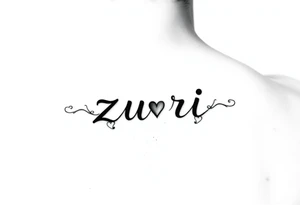 the name zuri in small
letters and a cool design,also add hearts or something to symbolize a deep bond and relationship tattoo idea
