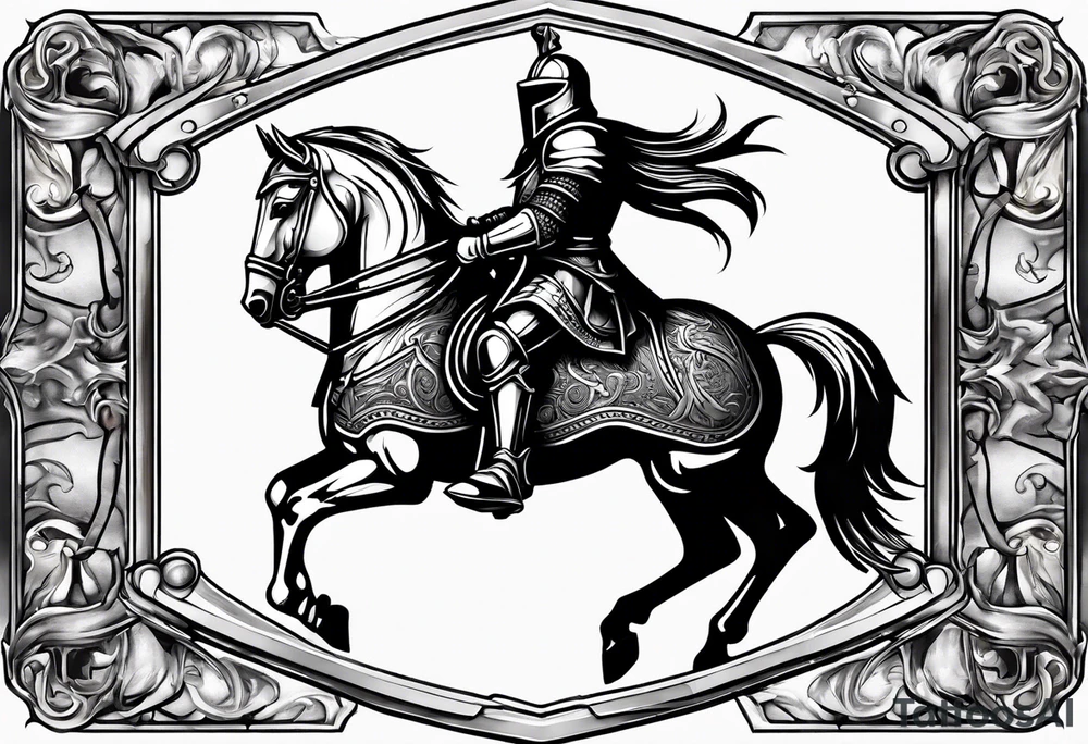 Templer knight on horse with sword an shield tattoo idea