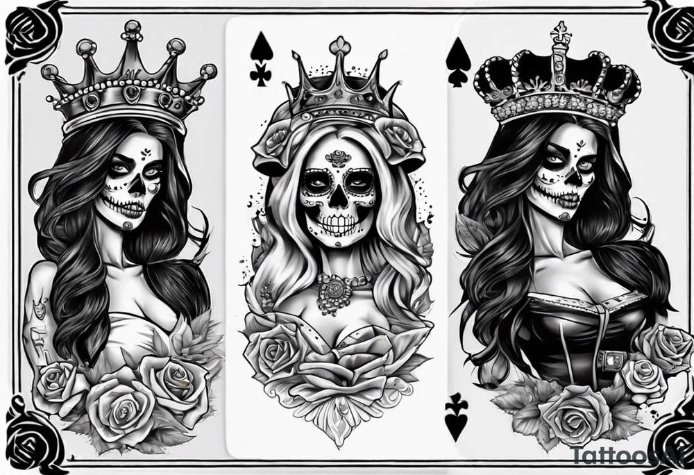 santa la muerta with money and crown
on the card tattoo idea