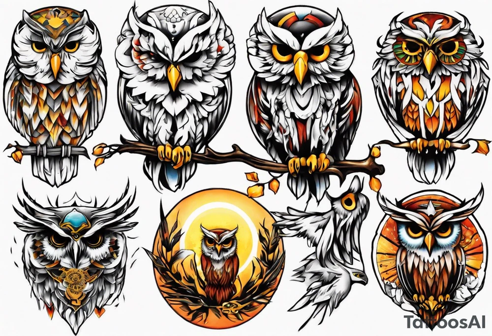 Sonne Eule tattoo idea