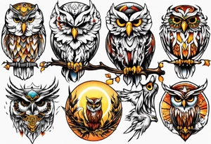 Sonne Eule tattoo idea