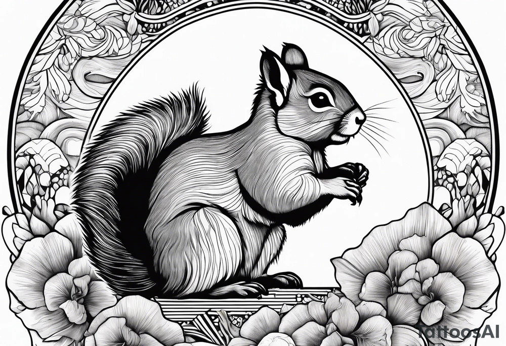 Squirrel, abalone, mushroom, coral tattoo idea