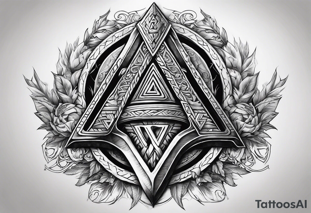 Valhalla sword shield axe Valknut tattoo idea