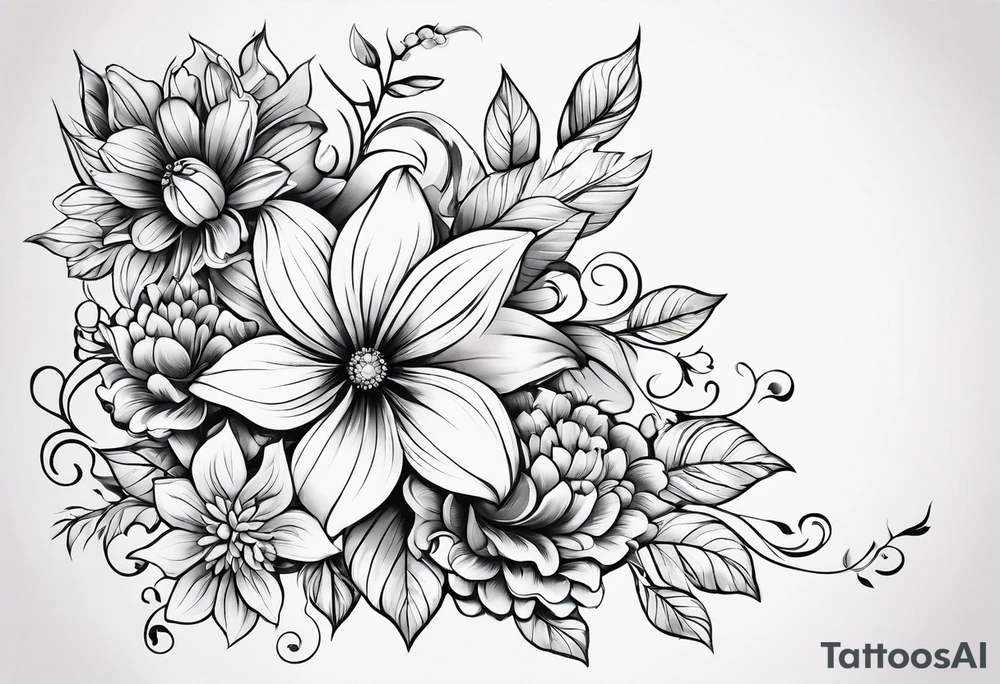 ornaments of flowers for a mom tattoo idea
