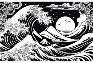 swirly tsunami tattoo idea