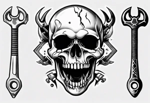 Skull eating wrench tattoo idea
