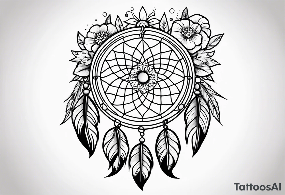 Dream catcher with flowers tattoo idea