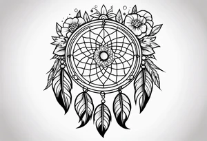 Dream catcher with flowers tattoo idea