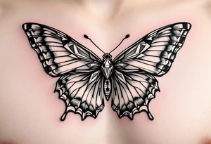 Diamond bow tie butterfly tattoo idea