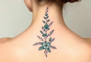 Evergreen down spine tattoo idea