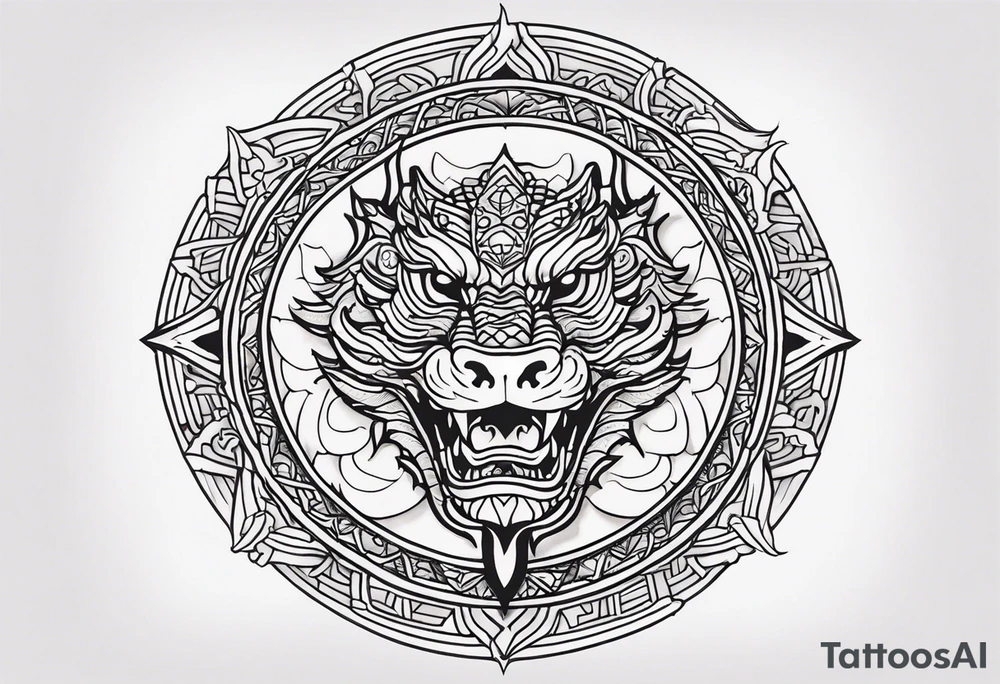 Mandala Wrapped Dragon tattoo idea