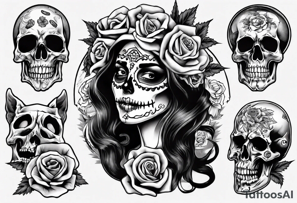 santa la muerta with money tattoo idea