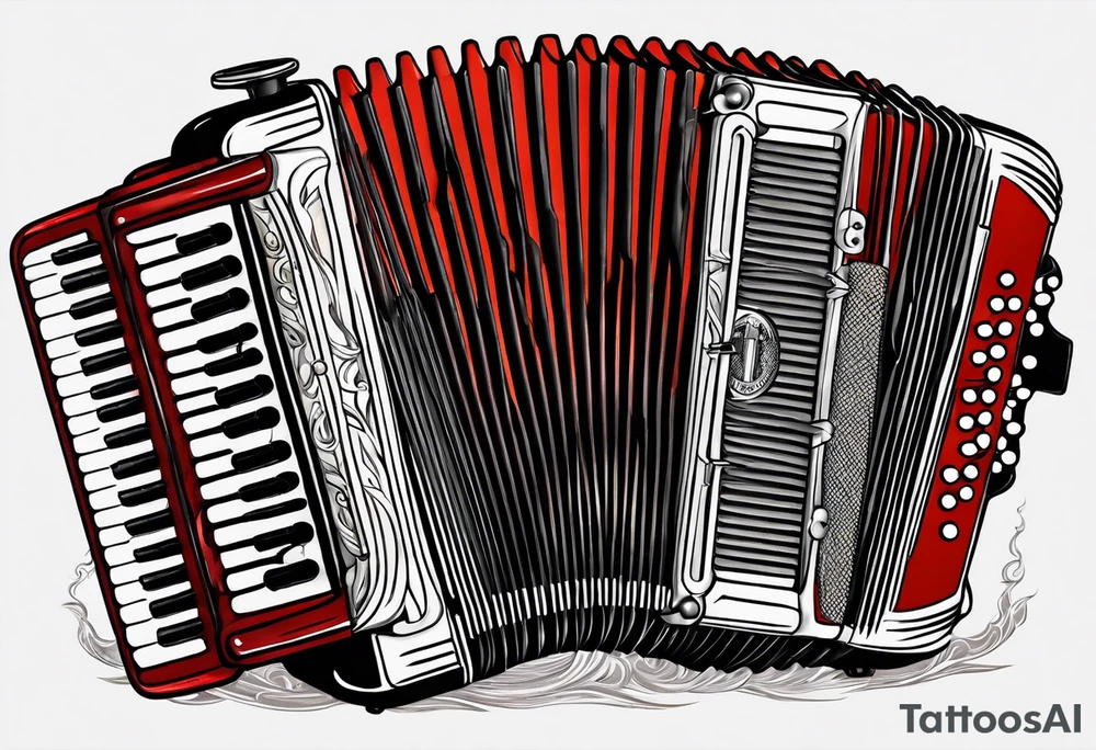 Accordion on a burnt paper tattoo idea