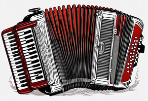 Accordion on a burnt paper tattoo idea