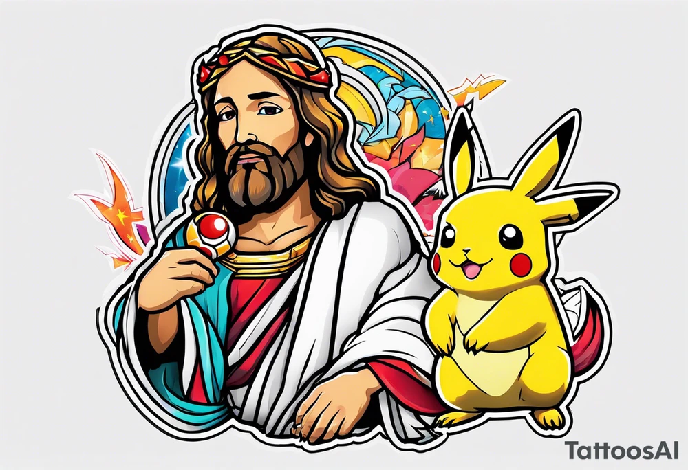 Jesus as a pokemon tattoo idea