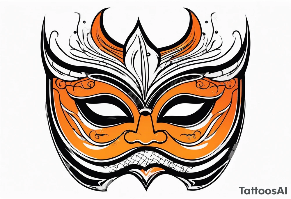 Laughing mask that is orange and black simplistic tattoo idea
