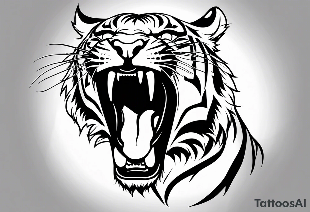 Tiger shouting tattoo idea