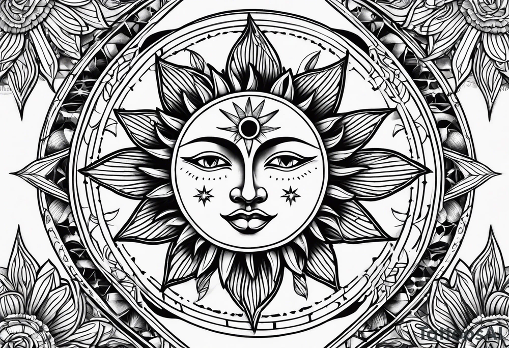 Sun and moon tattoo idea