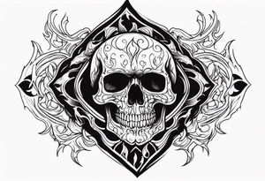 skull surrounded by flames tattoo idea