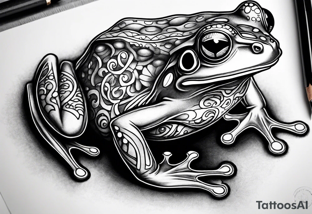 a psychedelic frog tattoo idea