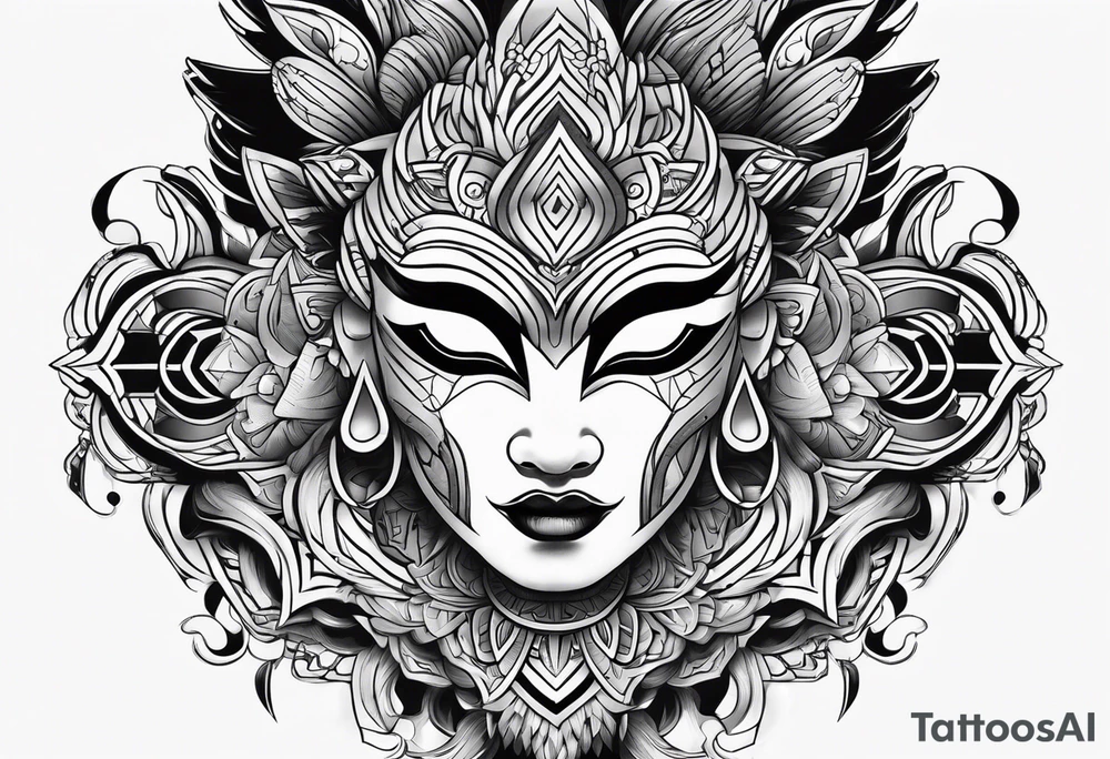 Hanya mask, masculine, aggressive tattoo idea