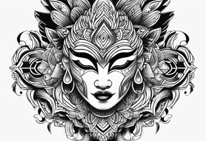 Hanya mask, masculine, aggressive tattoo idea