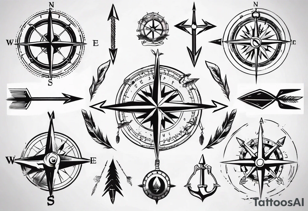 arrow and compass together tattoo idea