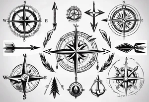 arrow and compass together tattoo idea