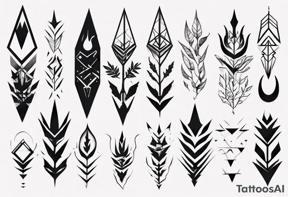 full arm tattoo. scary pointy leaves combined with geometric shapes. whole arm tattoo idea