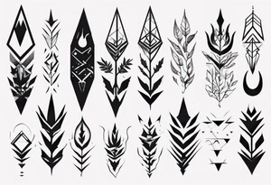 full arm tattoo. scary pointy leaves combined with geometric shapes. whole arm tattoo idea