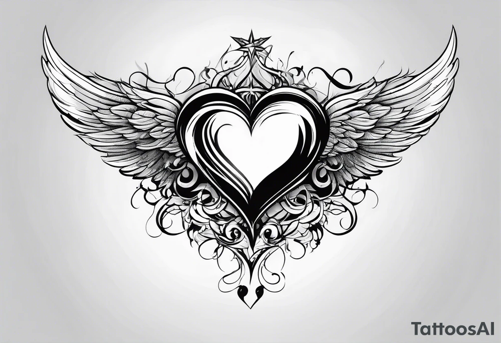 devilish heart angelish wings tattoo idea