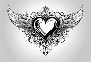 devilish heart angelish wings tattoo idea