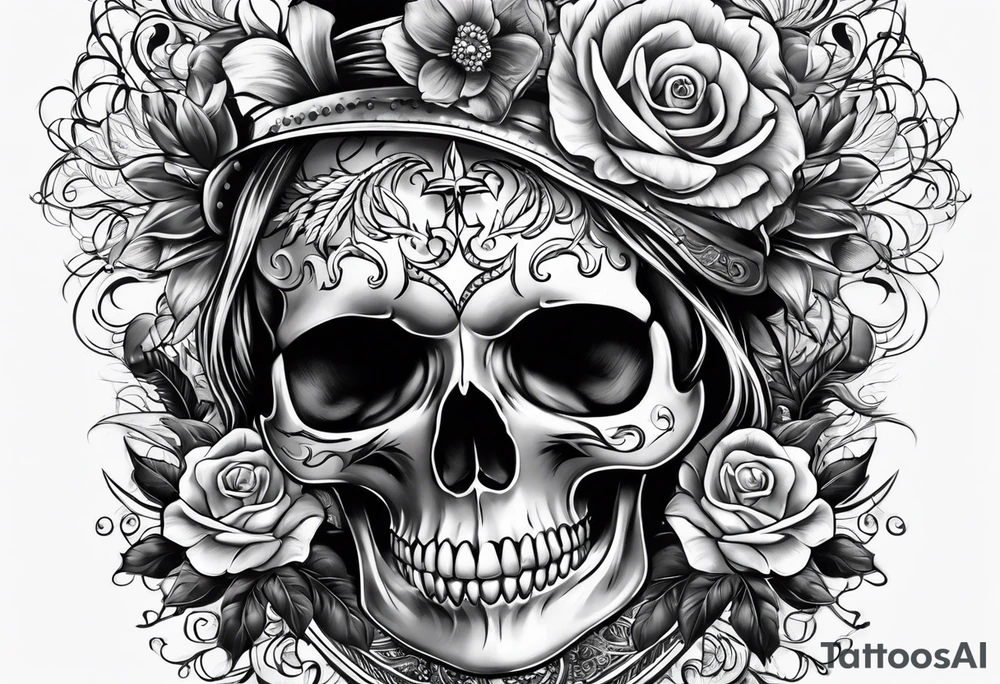 female skull tattoo idea