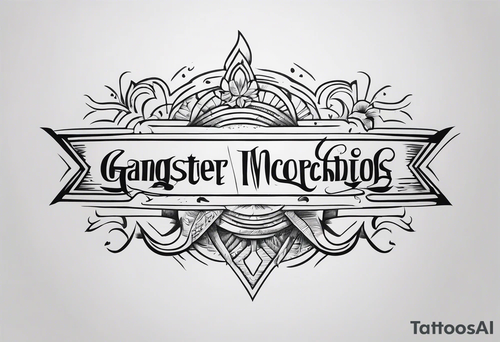 Inscription and drawing on the hand in the style of embossing with gangster inscriptions tattoo idea