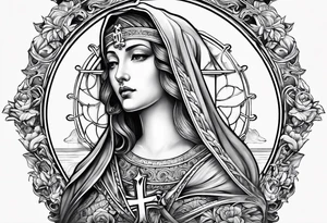 Pain, discipline and catholic religion tattoo idea