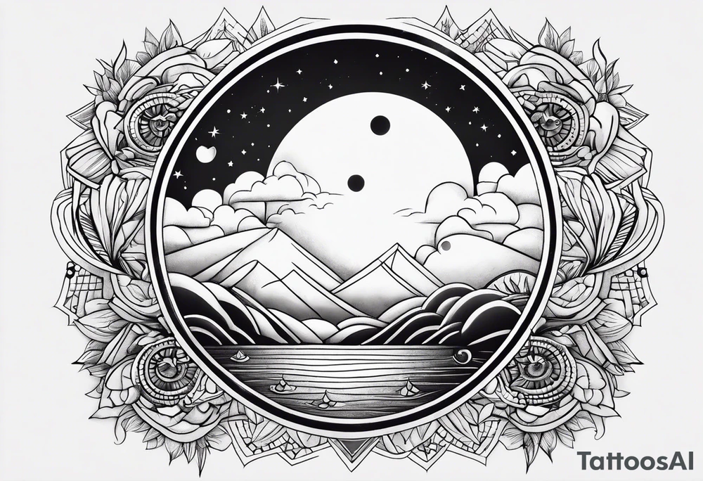 Quero uma tatuagem do sol e da lua juntos tattoo idea