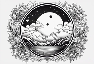 Quero uma tatuagem do sol e da lua juntos tattoo idea