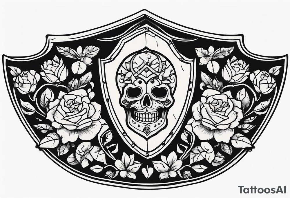 shadows of the dead inside a shield shape tattoo idea